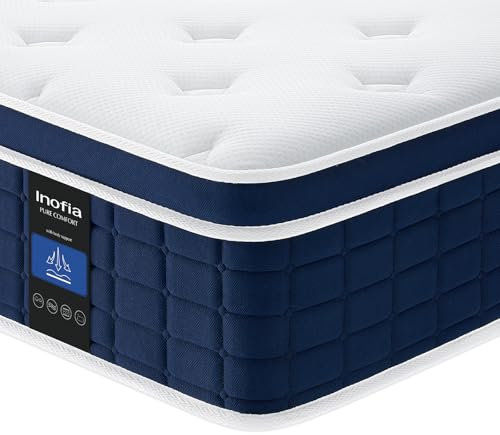 Inofia Matratze Ace Hybrid 90X190cm Höhe 26 cm Härtegrad H3 Mittelfest 7-Zonen Federkernmatratze mit Tonnentaschenfederkern-100 Nächte Probeschlafen- Orthopädische Matratze für erholsamen Schlaf