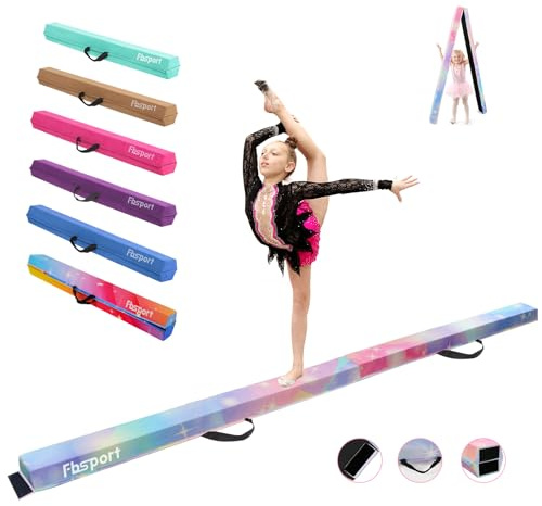 barra equilibrio gimnasia artistica, 240CM Viga de Equilibrio Gimnasia Plegable, Viga de Equilibrio de Capa Flocada, Equipo de Equilibrio para Niños, barra plegable de equilibrio gimnasia ritmica