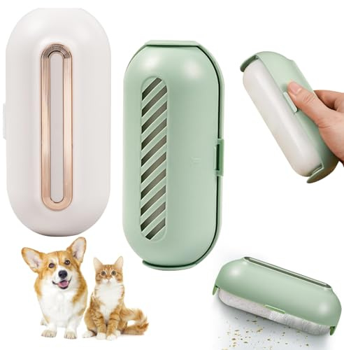 2 Stück Wiederverwendbare Fusselrollen, Waschbarer Tierhaarentferner Fusselrolle, Tragbar Fusselrollerball Klebrige Gel Fusselrolle Ball für Kleidung, Reisen, Haus (Weißgold & Hellgrün)