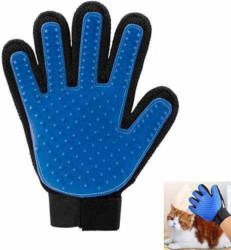 SQUADO Guanto Spazzola per Animali Domestici, Togli Peli per Cani e Gatti, Design a Doppio Lato, Blu e Nero