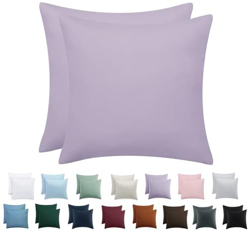 Tifschlaf Kissenbezug 80x80 2er Set - Kopfkissenbezug 80 x 80 Lavendel mit Reißverschluss aus Mikrofaser Weich, 80x80cm Pillow Case
