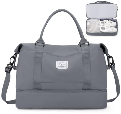 SEAFEW Borsone da Viaggio,Bagaglio a Mano 45x36x20 Easyjet Borsa da Viaggio con Scomparto per le Scarpe, Borsa da Cabina Easyjet Borsa Sportiva Borsone da Palestra da Weekend,B8-Grigio Ardesia