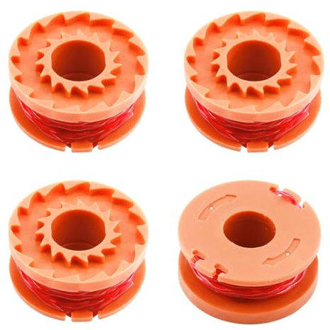 4 Pcs Strimmer Spool for Worx Grass Trimmer Spool Replacement Lawn Mower Line Weed Wacker Eater Spools Parts Grass Cutter Trimmer Line for WG150/151/151.5/152/153/154/155/155.5 etc. (10ft, Φ1.65mm)