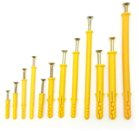 Set di 4 viti autofilettanti in acciaio inossidabile con testa svasata M8, piccole, gialle, con bulloni di espansione e tasselli a muro, lunghezza 40-120 mm.(M8x40mm)