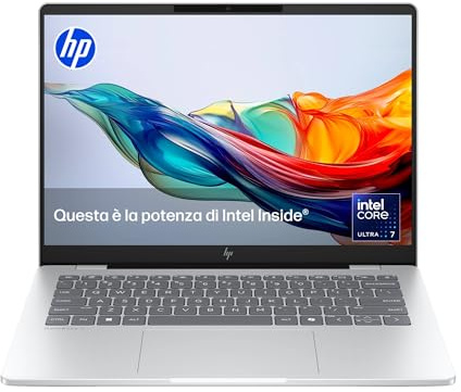 HP OmniBook 7 14-fr0000sl, PC Portatile 14, Display 14 2K OLED Antiriflesso, Notebook, Intel Core Ultra 7 255U, 16GB RAM, 1TB SSD, Intel Graphics, Windows 11, Computer Portatile, Argento, QWERTY