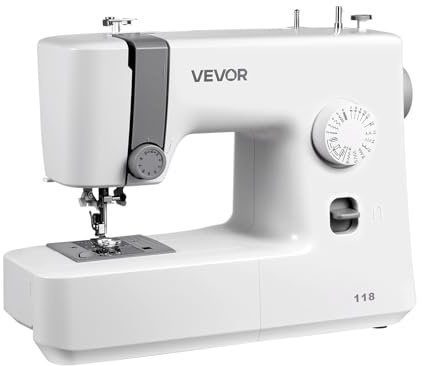 VEVOR Macchina da Cucire Computerizzata con 18 Applicazioni di Punti, Schermo LED Pedale, Robusta Struttura in Metallo, Macchina da Cucire Frequenza 700 Punti/min per Lavori Artigianali, Bianco