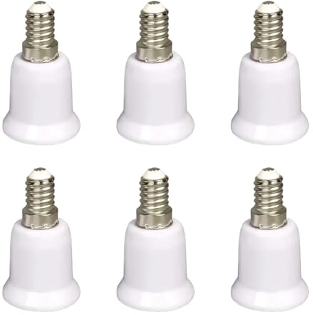 6 Piezas Adaptador E14 a E27, Adaptador Bombilla E14 a E27, Convertidor Portalámpara SES a ES para Bombillas LED Incandescentes Halógenas CFL, 220V, Potencia Máxima 80W Resistente al Calor