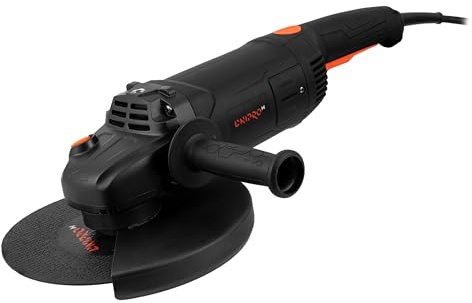 Dnipro-M Amoladora Angular 2400W 230mm, Radial Eléctrica 6.500 RPM, Soft Start, Protección contra Reinicio, Empuñadura Giratoria, M14, para Metal, Hormigón y Piedra. GL-240