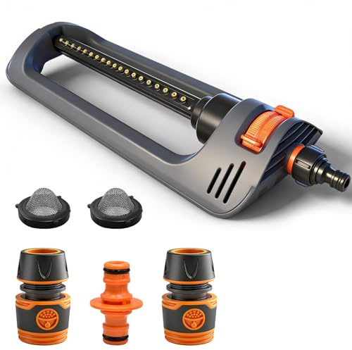 Cloudvalley Sprinkler, 19-Hole Water outlet, Comes with Quick-Connect Hose Fittings, Garden Sprinkler, Wide Spray Range, Even Irrigation, Durable