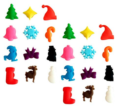 Toyvian, segnabicchieri natalizi per calici da vino, con ventosa, ciondoli per calici da vino, decorazioni per la tavola