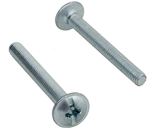 HEXATON Kreuzschlitzschrauben mit Linsenkopf mit Flansch Pozidriv – M4 x 35 mm – 50 Stück – DIN 967 – Vollgewinde – Stahl verzinkt