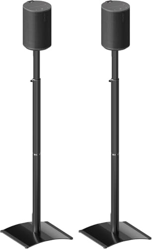 Mounting Dream Speaker Stands for SONOS ONE, ONE SL, Play:1, Height Adjustable Up to 107cm, Set of 2 Surround Sound Speaker Stand with Cable Management, 6 KG Loading MD5412