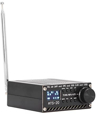 Full Band Radio Receiver AM FM SSB LSB USB Full Band Radio Scanner with Antenna MW SW Band Receiver ATS‑20 SI4732 USB Charging Black