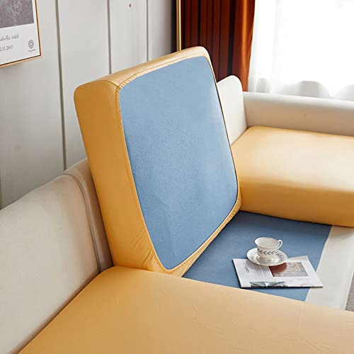 BOLUXIU Funda de cojín de Asiento de sofá-elástico sofá de Piel sintética Funda de cojín de Cuero elástico Alta Cubierta de Muebles de cojín de sofá Impermeable y a Prueba de Aceite