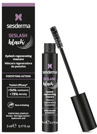 Sesderma Seslash Black Regenerierende Mascara 5ml - Wimpernstärkende & Feuchtigkeitsspendende Formel, Erhöht Dichte & Reduziert Ausfall, Angereichert mit Rotalgen & Hydrolysiertem Keratin
