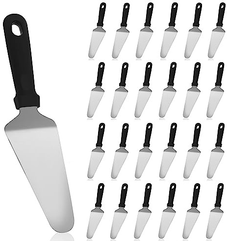 RHBLME 25 Pack Pizza Spatula, Pie Server Pie Cutter Cake Cutter, Stainless Steel Cake Serving Spatula Non Slip Easy to Grip Baking Triangular Spade Plastic Handle Shovel