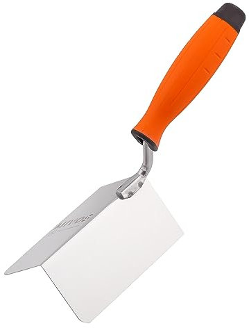 Mivos Paleta de esquina exterior de acero inoxidable 120 x 60 mm – Paleta de esquina inoxidable – Paleta de borde exterior con mango suave – Espátula de esquina de ángulo de 90° – Paleta de esquina