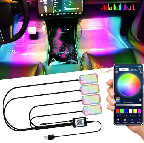 YONGMING Car Interior LED Lights RGB Decorative Lighting for Car Ambient Lighting App Control Music Sound Activated LED Strip Lights USB Decoration Lights