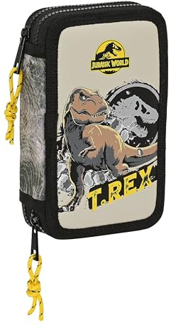 JURASSIC World WARNING - Trousse scolaire pour enfant, avec 28 outils inclus, idéale pour les enfants de 5 à 14 ans, confortable et polyvalente, qualité et résistance, 12,5 x 4 x 19,5 cm, couleur