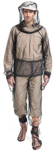 Wedhapy Anti -Moskito -Kleidung Moskito -Anzug Mückenschutz 4pcs durchscheinende atmungsaktive Mückennetze Einstellbarer Mückenanzug Faltbarer Mückenschutz für Camping -Radfischerei -Wanderungen L/XL