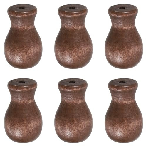 QUARKZMAN Cordón Perillas, Marrón Madera Cable Borla Gotas Tirador Extremo Colgante para Ventana Persianas Sombra Cortina Artesanía, 1.3x0.7 6uds