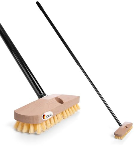 BigDean Schrubber mit Teleskopstiel für einfache Reinigung von Innen- und Außenbereichen – Schrubberbürste robust & Made in Germany
