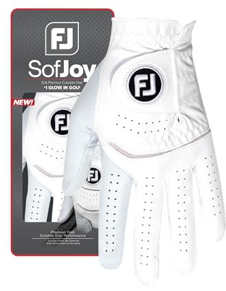 FootJoy Women's SofJoy Golf Glove, White, Large, Worn on Left Hand