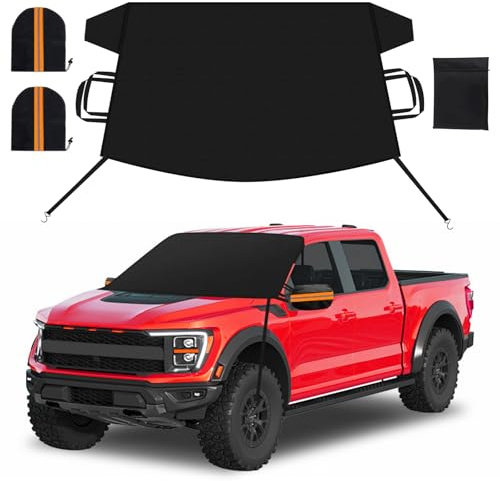 FXUP Car Windshield Cover for Ice and Snow Heavy Duty 600D Waterproof Oxford Fabric Windshield Snow Cover Fit for Most Cars Trucks Suvs Essential Car Winter Accessories X-Large Size (82.8 x 47 Inch)