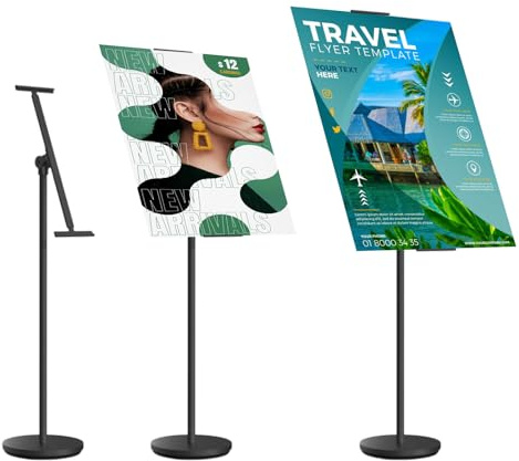 THCTYRP stående skylt, skyltstativ för utomhusbruk panelhöjd justering 60–100, justerbar höjd 100–190 cm, displaystativhöjd 135–160, rund botten Φ28 cm