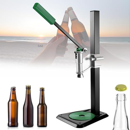 WADPP Manual Beer Bottle Capper Tool, Bench Bottle Cap Sealing Machine with Lever-Action Pressing Rod and Non-Slip Pad, Adjustable Height, 26mm Crown Capper for Home Brewing