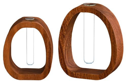 Jarrón de tubo de ensayo moderno, jarrón de plantas transparente de madera y vidrio, jarrón hidrofílico para decoración de mesa, regalo para mujeres, maceta para el hogar y la oficina