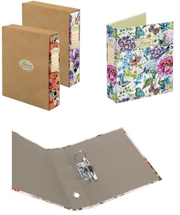 Pigna,Set 3 pezzi Raccoglitori a Leva,Formato 28,5x33,5 cm,Dorso da 8 cm,Con Custodia,NATURE FLOWERS,3 soggetti assortiti