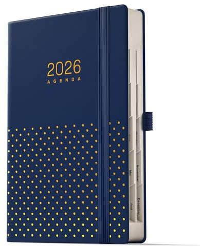 TDOLISSTE - Kalender 2026 Terminplaner, A5 Agenda Buchkalender 365-Seiten-Tagesplan und 24-Seiten-Monatsplan, Deutsches (Blau)