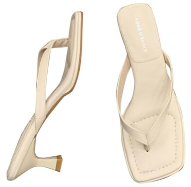 Generisch Sandales à lanières de style français pour femme - Tongs minimalistes à talons hauts pour tenues d'été - Tongs confortables et élégantes pour l'extérieur