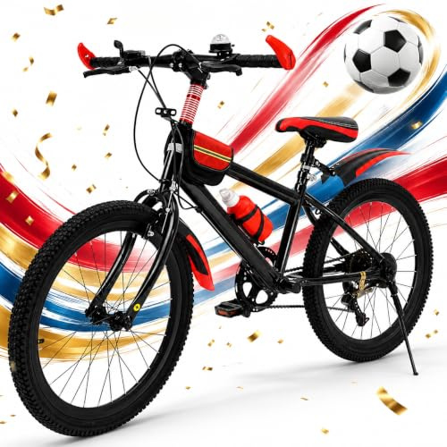 Oxylonty Mountain bike per bambini da 20 pollici, 7 marce, freno a disco, forcella ammortizzata