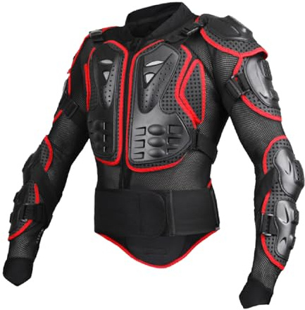 Chiyyak Motorcykel Skyddsjacka Slitstark Helkroppsrustning för Motocross ATV-åkning Andas Svart