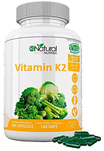 Vitamin K2 Mk7 Menachinon Hochdosiert Premiumqualitat Kapseln 200µg. Nahrungsmittel. 180 Pflanzliche Kapseln. Vegan EU.N2 Natural Nutrition