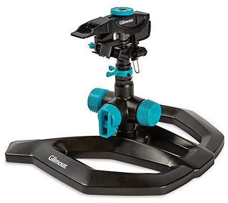 Gilmour 811933-1001 Aspersor Circular Ajustable (5,800 pies Cuadrados), Base de Servicio Medio, Negro/Aguamarina