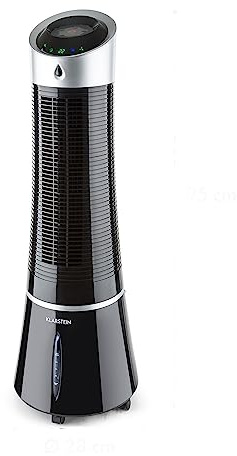 Klarstein 45W Portable Air Cooler, 5-In-1 Ioniser, Evaporative Air Coolers for Home, Silent with Night Mode, Humidifier, Ventilator, Purifier, Small Water Cooler, Ice Fan, 180m³/h Room Air Flow, Black