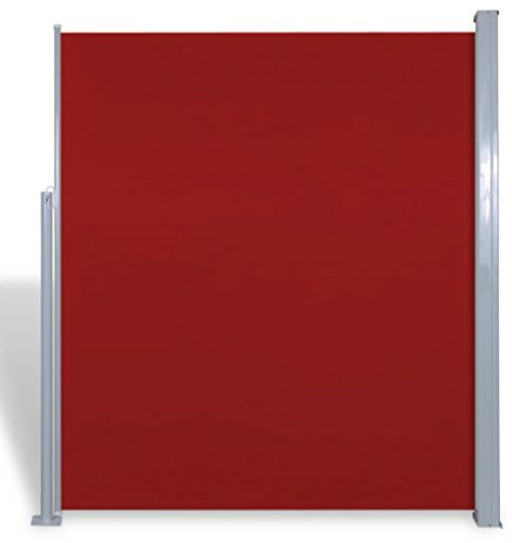 yorten Seitenmarkise Ausziehbar Seitenwandmarkise Windschutz und Sichtschutz Stahlrahmen für Terrasse oder Balkon 160 x 0-300 cm (H x B) Rot