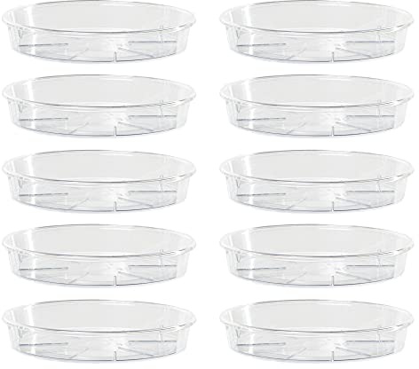 Kalapanta Platos Transparentes para Macetas, Set de 10 Ø 14 cm, en Plástico Resistente, Redondos para Interior y Exterior