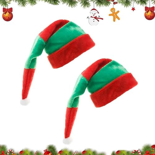 tangger 2pcs Gorro navideño Gorro de Papá Noel Navidad Juego De Artículos De Fiesta Sombrero Fiesta Sombreros Sombreros de Navidad para Niños (30X70cm)