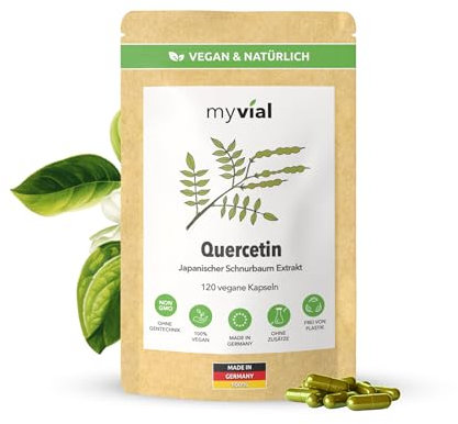 Quercetin 120 Kapseln vegan hochdosiert 400mg je Kapsel Vorrat für 4 Monate 100% natürliches Quercetin Japanischer Schnurbaum Premium Qualität Produziert in Deutschland
