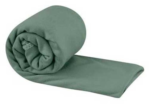 SEA TO SUMMIT - Pocket Towel Reisehandtuch M - Mikrofaser Handtuch - Kompakt - Ultra saugfähig & Schnelltrocknend - Leicht - Aufhänger & Tasche - Wandern - 50 x 100cm - Sage Green - 80g