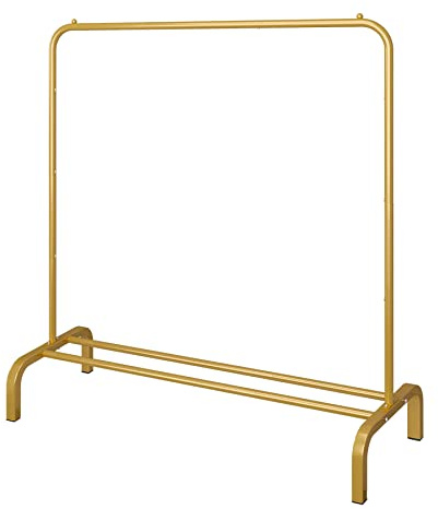 JIUYOTREE Metal 43.3 Inches Garment Rack with Bottom Shelf Clothing Rack for Hanging Clothes Coats Skirts Shirts Sweaters Gold