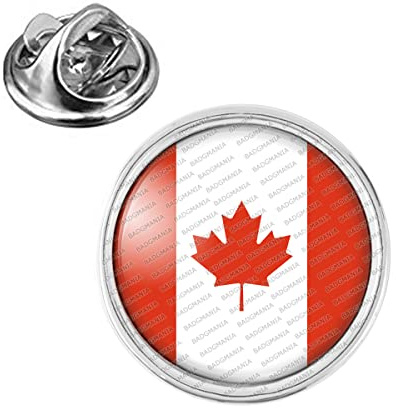 Badgmania Pin's Argenté 20mm Drapeau Canada Flag Feuille Erable Emblème Logo 18mm Pins Bouton Epinglette