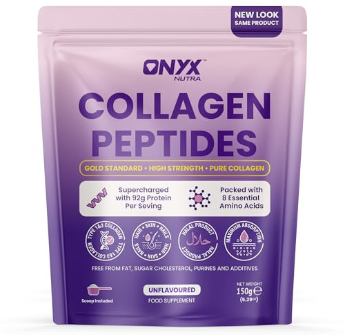 Premium Collagen Powder (Type I, III) Hydrolysed Bovine Collagen Peptides Powder - Halal Certified - 19 Amino Acids - High Levels of All 8 Essential Amino Acids & BCAAs - 150g