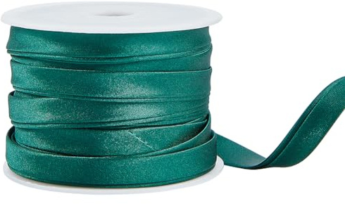 BENECREAT 13,5 meter (10 mm) dubbelvikt satinbindande snedband för Cheongsam-dekoration, klädsömnadsrör, mörkgrön