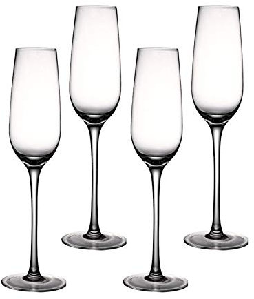 YYBDENL Coupe de Champagne Flûtes de Champagne (4 pièces) 270 ML □ Taille, Clear, Classique et Transparente Design Tower, Set de vin Mousseux de qualité. flûte à Champagne