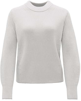 OPUS Damen Pullover | Strickpullover PADOLLO Regular aus Baumwoll Mix Hazy Fog Melange, M
